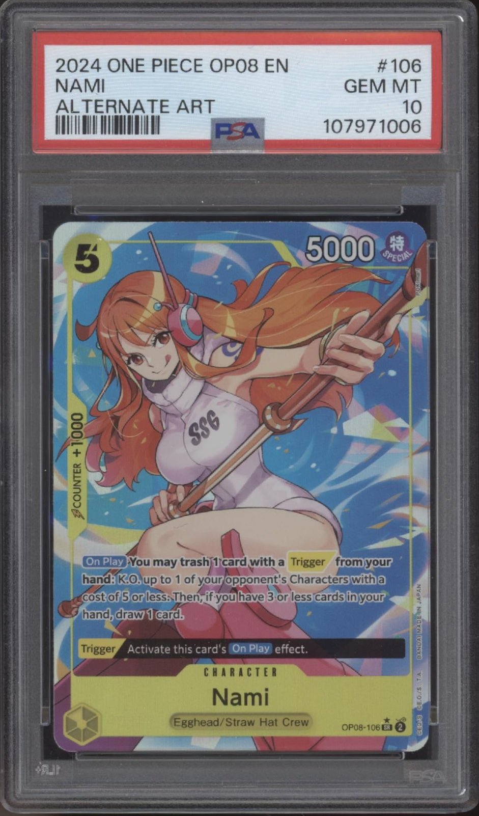 Nami One Piece Card Game Two Legends Alternate Art 106 PSA 10 - Collector Store LLC