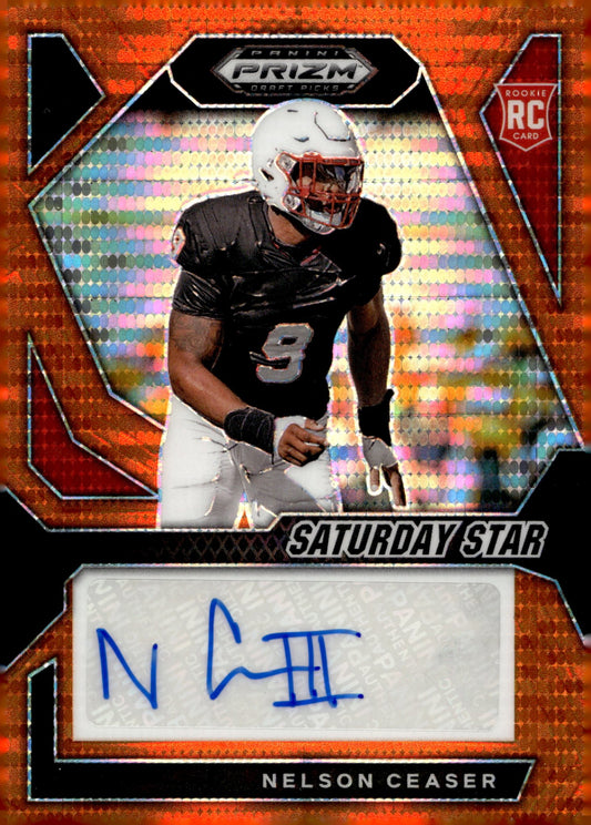 Nelson Ceaser 2024 Prizm Draft Picks Saturday Star Orange Pulsar RC Auto 11/49 - Collector Store LLC