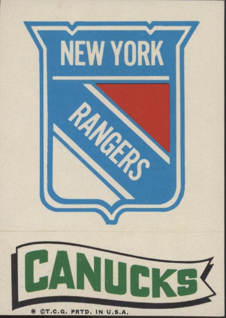 New York Rangers / Vancouver Canucks 1973 - 74 Topps Team Stickers #2 - Collector Store LLC