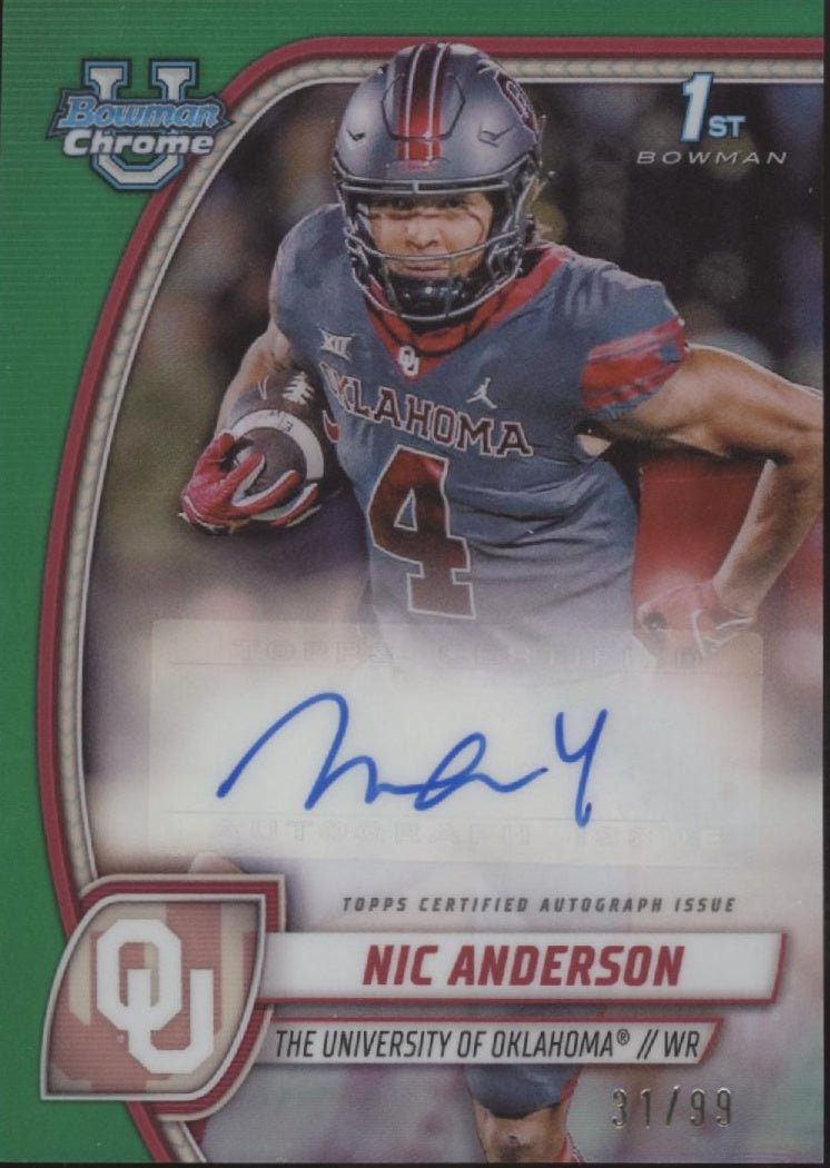 Nic Anderson 2024 Bowman Chrome University Green Refractor Auto 31/99 #PA - NAN - Collector Store LLC