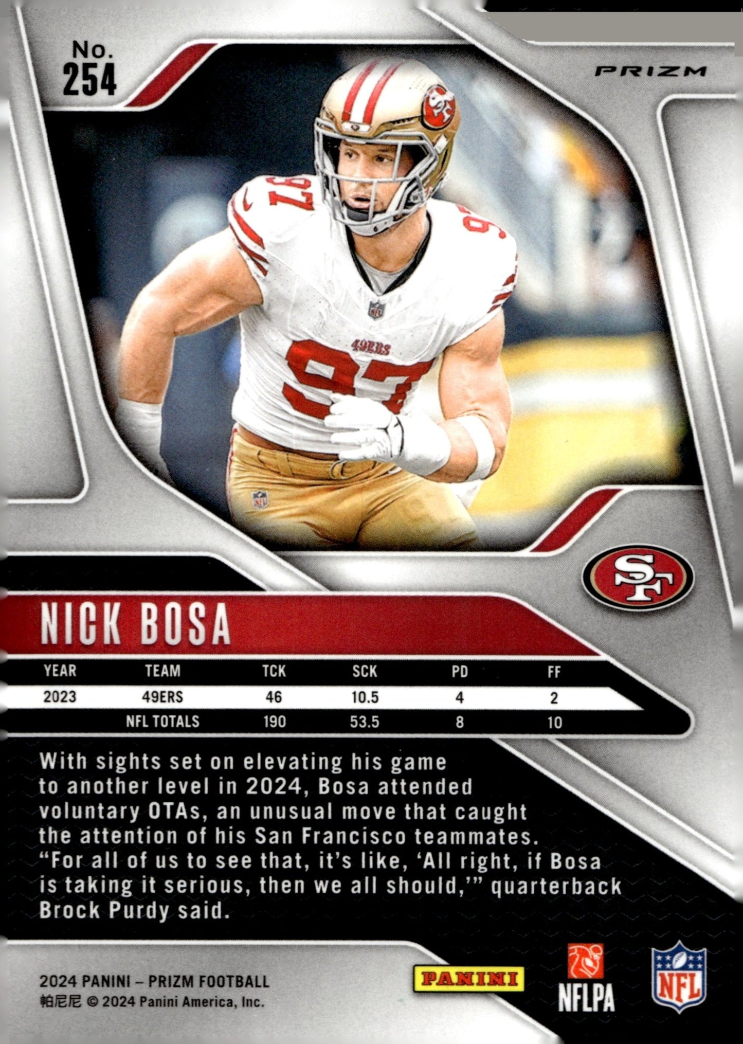 Nick Bosa 2024 Panini Prizm Red White & Blue Prizm #254 - Collector Store LLC