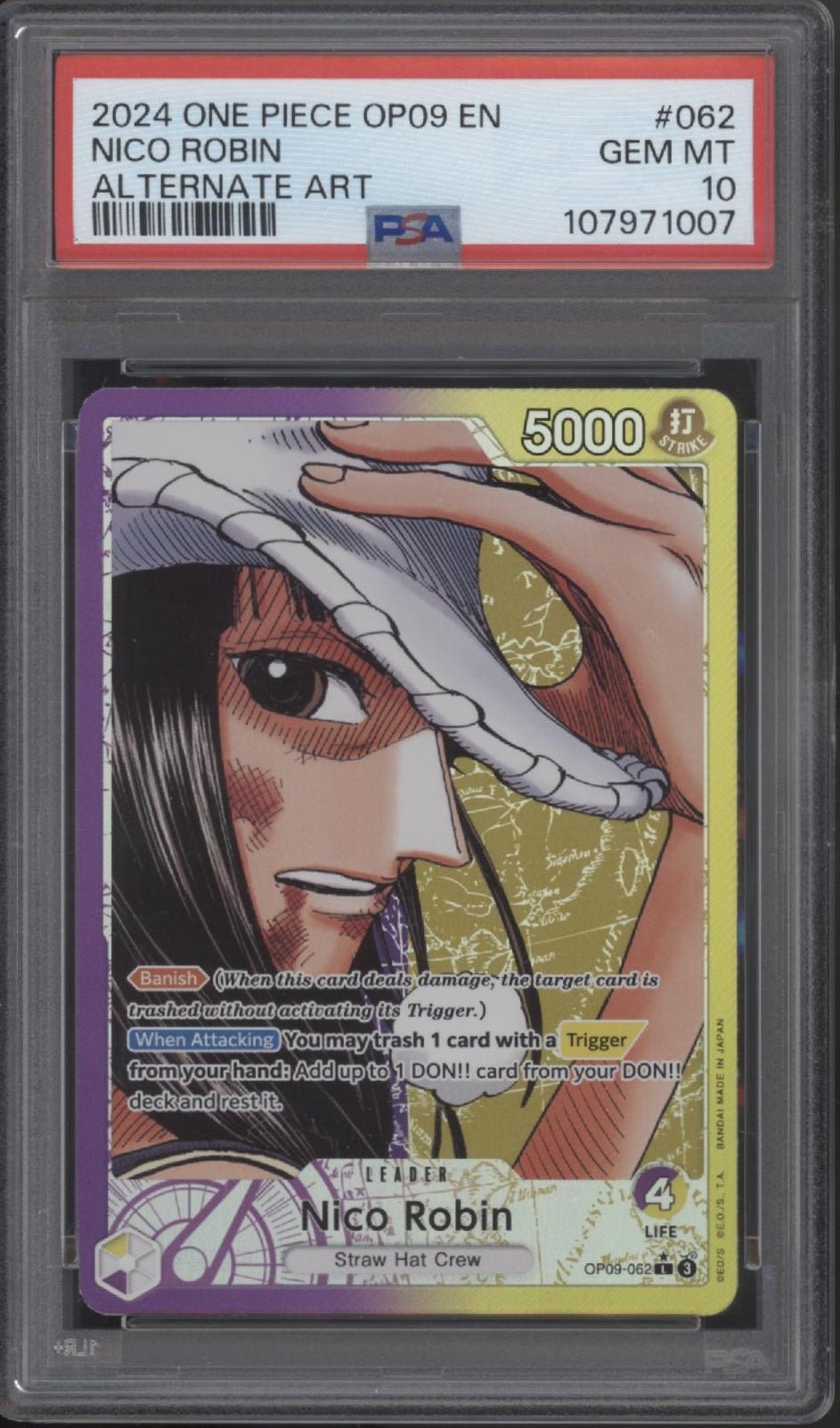 Nico Robin One Piece Card Game Emperors in the New World Alt Art #062 PSA 10 Nico Robin One Piece Card Game Emperors in the New World Alt Art #062 PSA 10