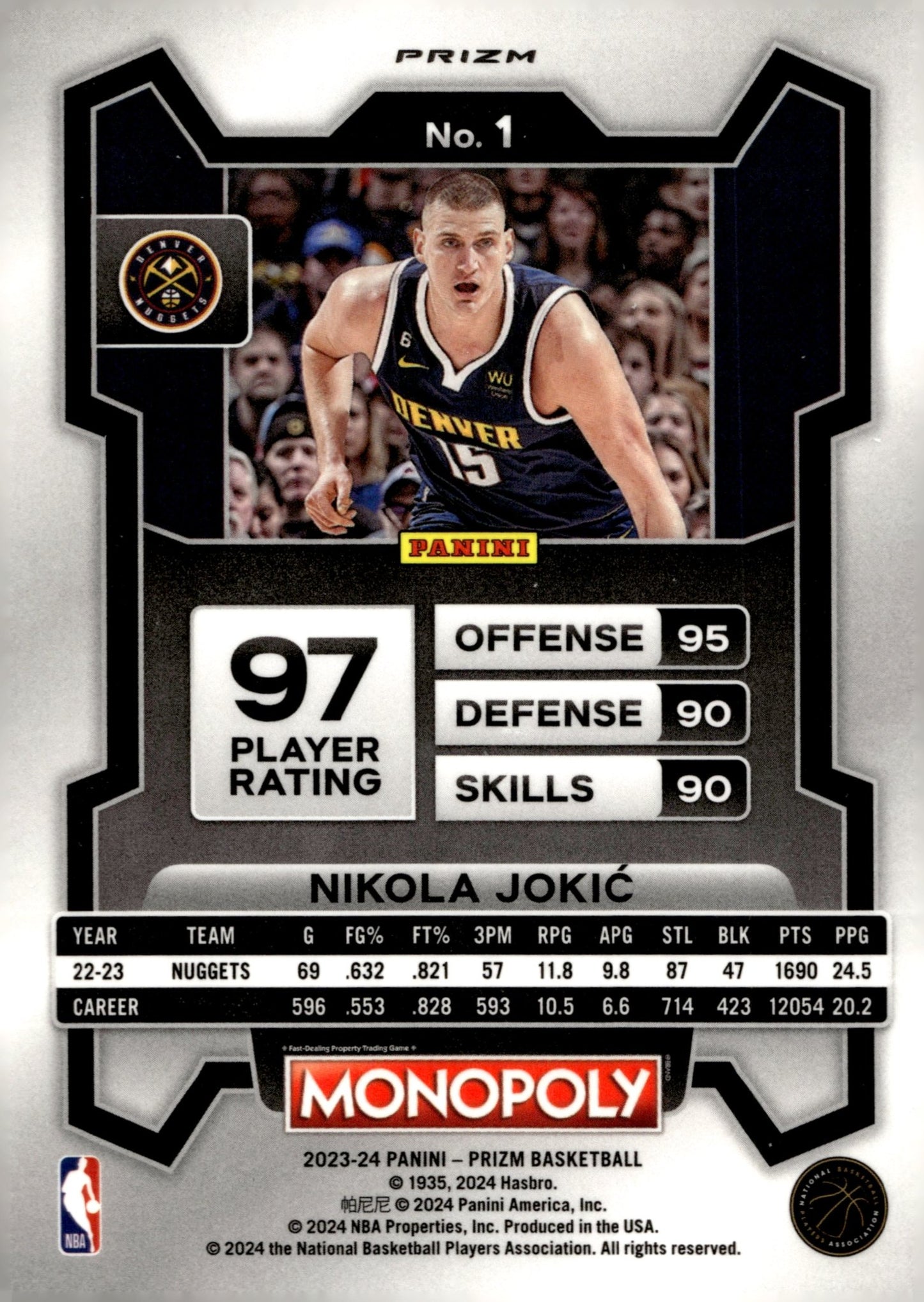 Nikola Jokic 2023 - 24 Panini Prizm Monopoly Purple Wave Prizm #1 - Collector Store LLC
