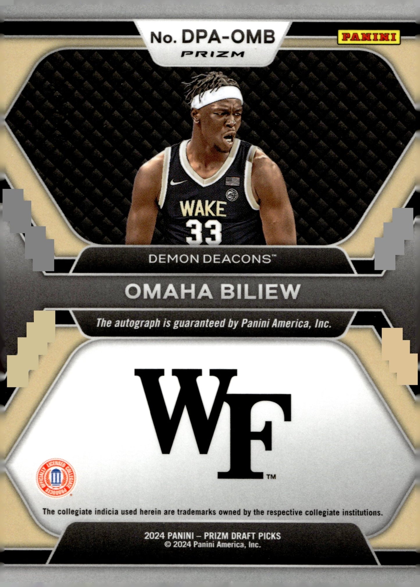Omaha Biliew 2024 Panini Prizm Draft Picks Purple Ice Prizm Auto 05/99 #DPA - OMB - Collector Store LLC