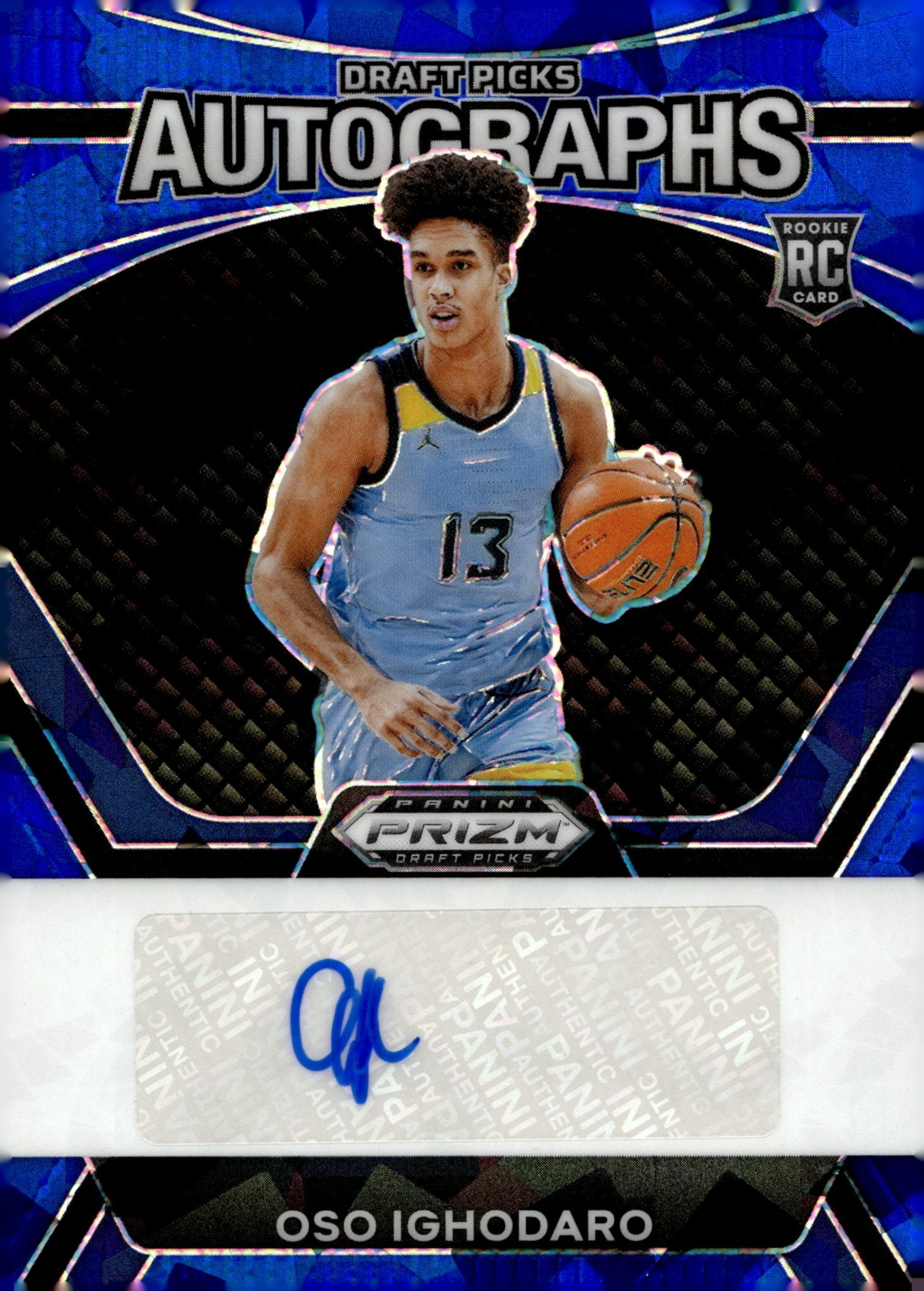 Oso Ighodaro 2024 Panini Prizm Draft Picks Blue Ice Prizm RC Auto 35/75 - Collector Store LLC