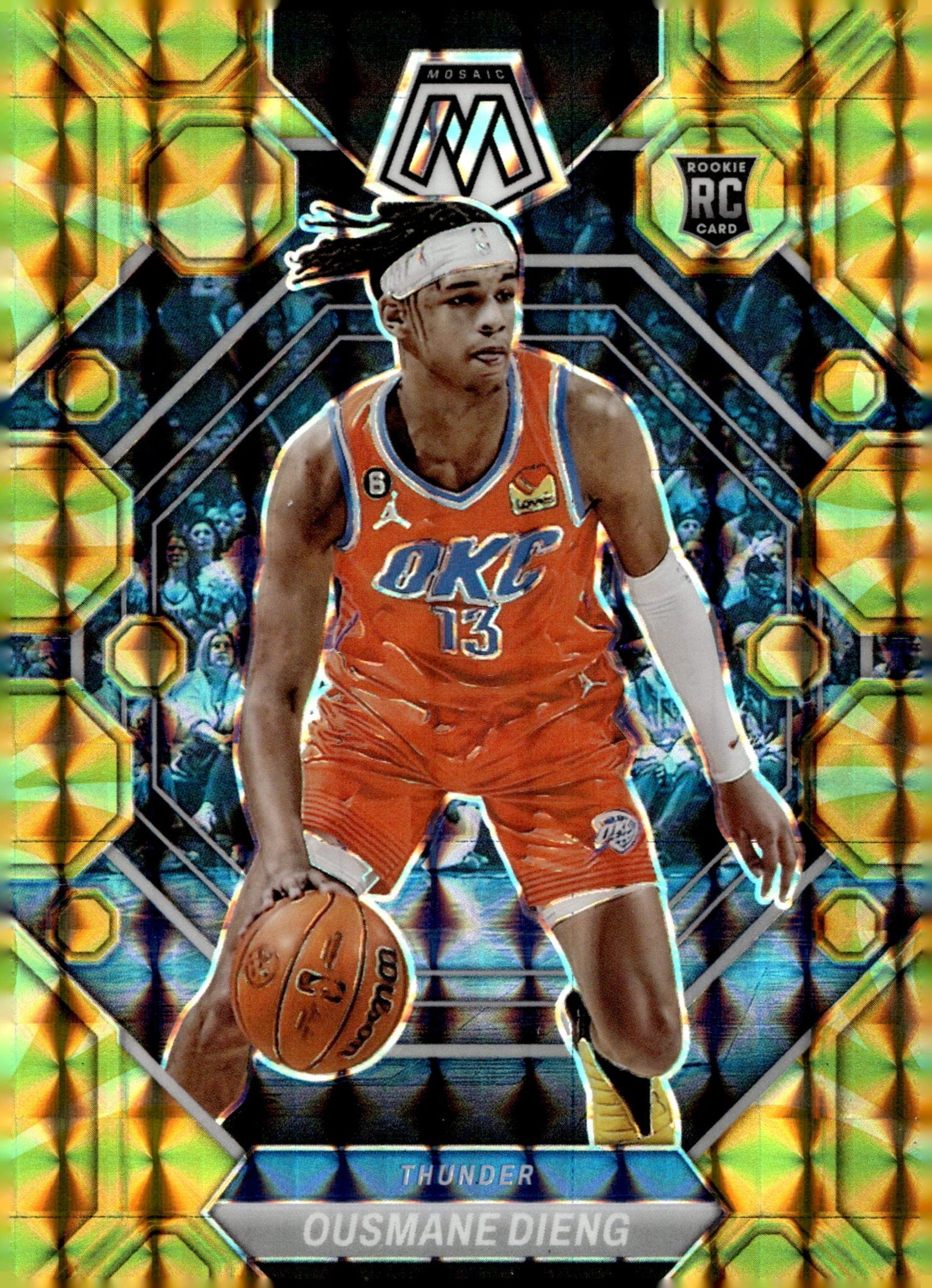 Ousmane Dieng 2022 - 23 Panini Mosaic Yellow Prizm RC #206 - Collector Store LLC