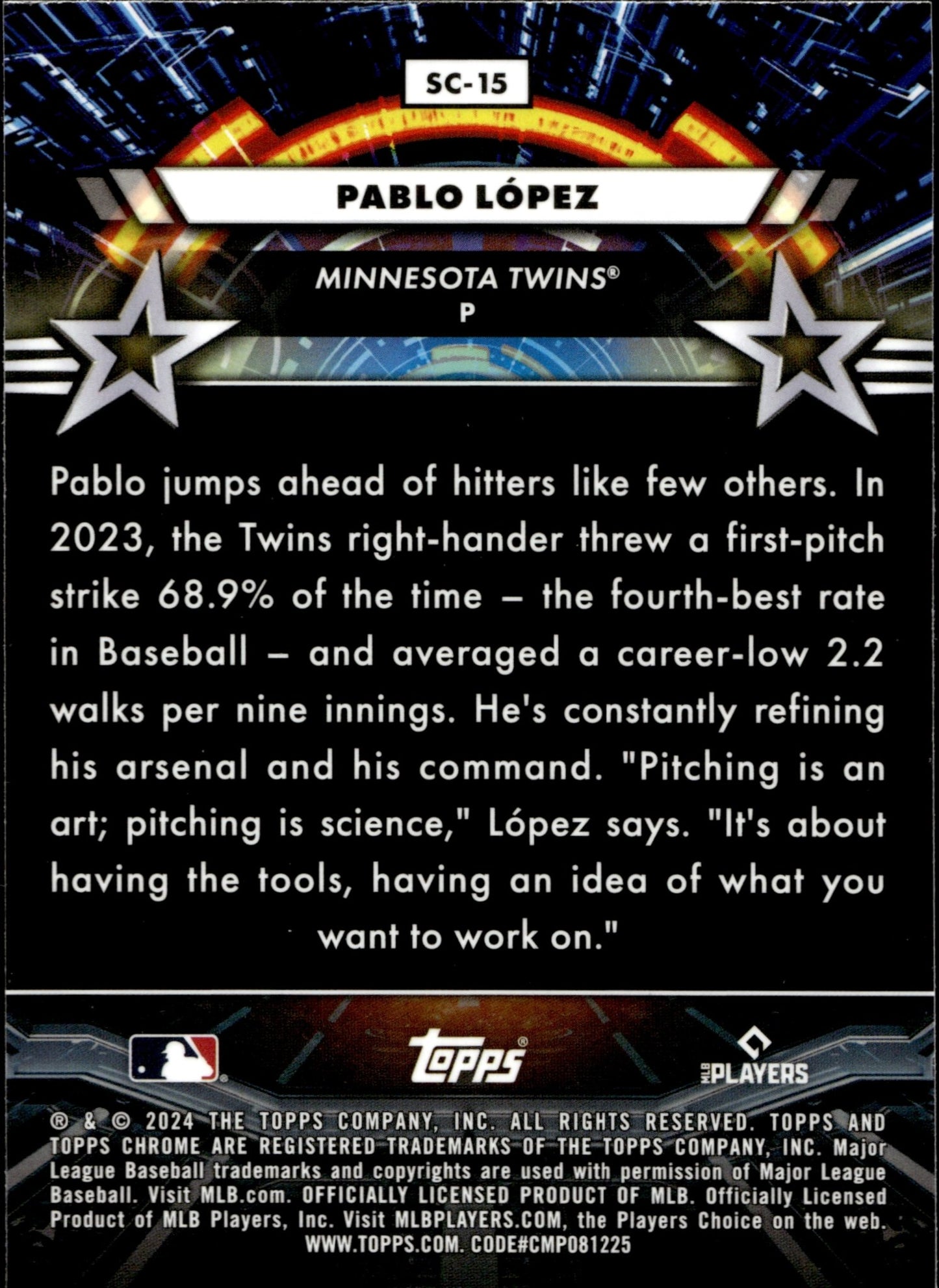 Pablo Lopez 2024 Topps Chrome Cosmic Star Commend Refractor #SC - 15 - Collector Store LLC