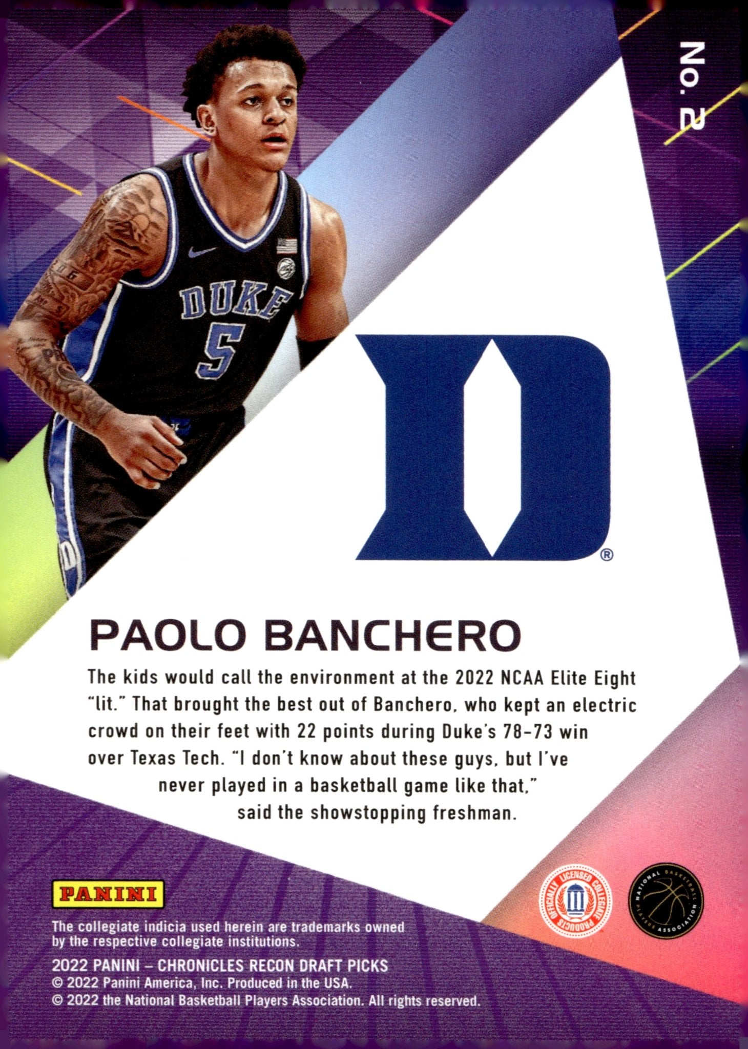 Paolo Banchero 2022 Panini Chronicles Recon Draft Picks RC #2 #1 - Collector Store LLC