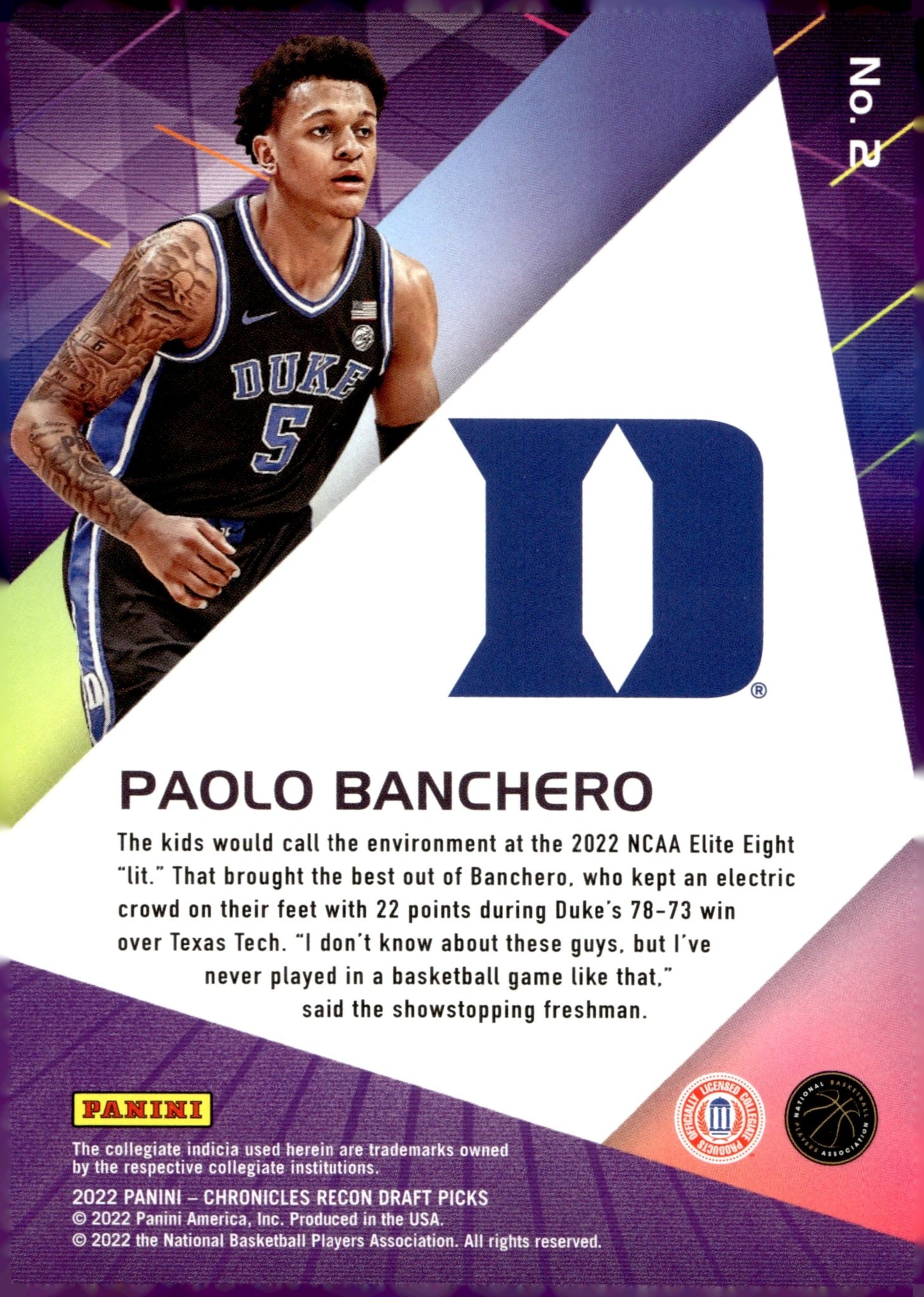 Paolo Banchero 2022 Panini Chronicles Recon Draft Picks RC #2 #2 - Collector Store LLC