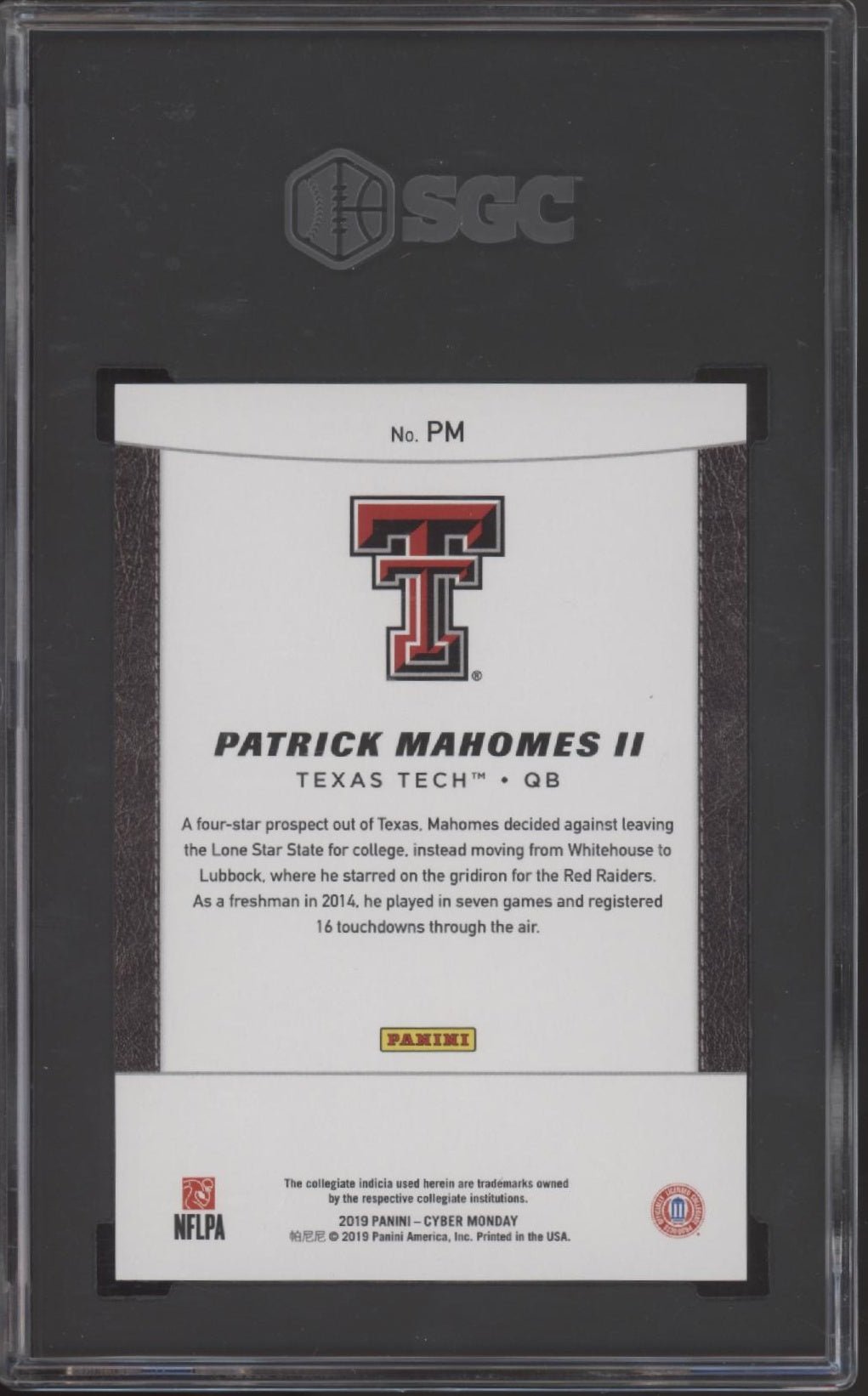 Patrick Mahomes II 2019 Panini Cyber Monday Galactic Windows 11/25 #PM SGC 10 - Collector Store LLC