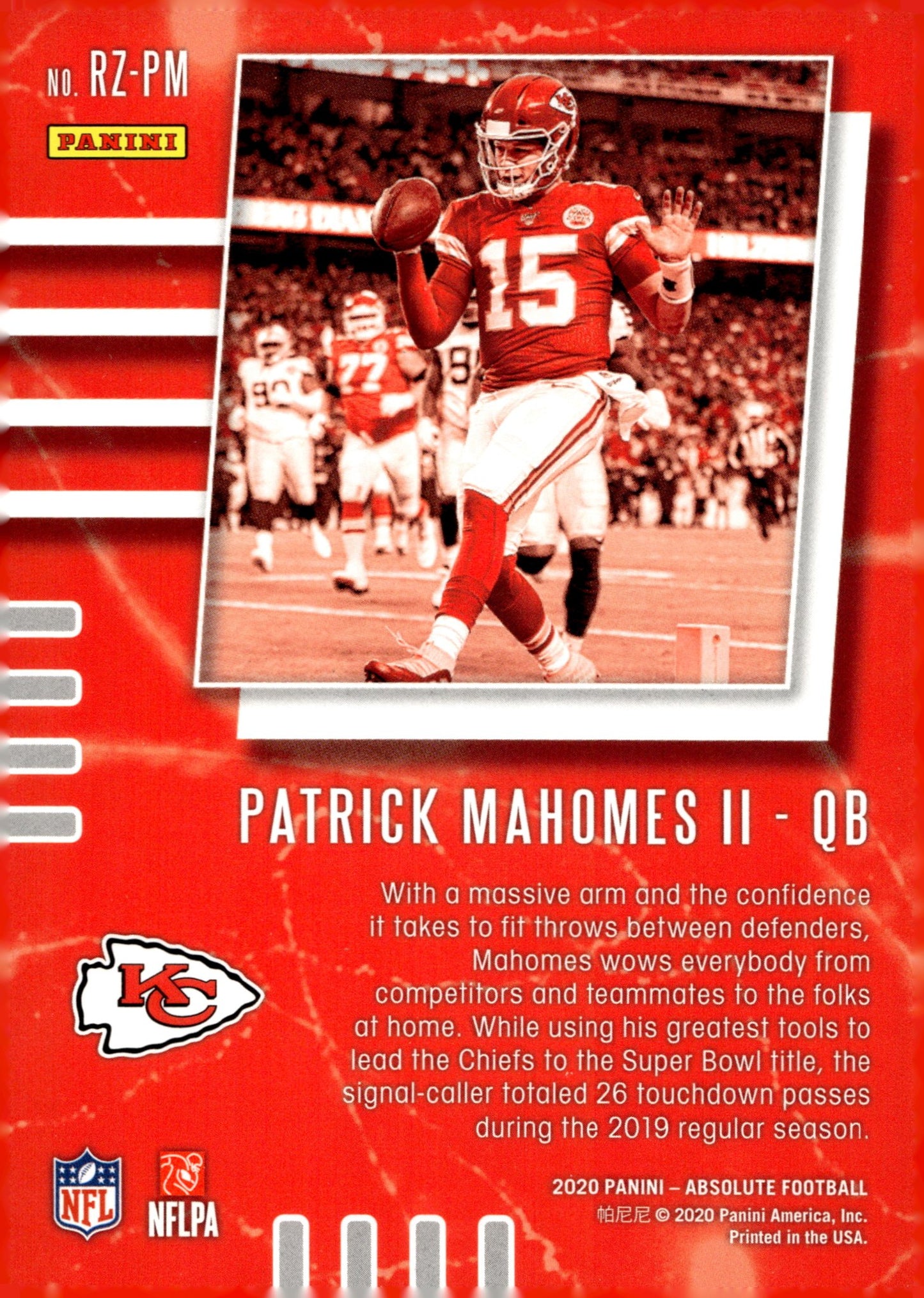 Patrick Mahomes II 2020 Panini Absolute Red Zone #RZ - PM - Collector Store LLC