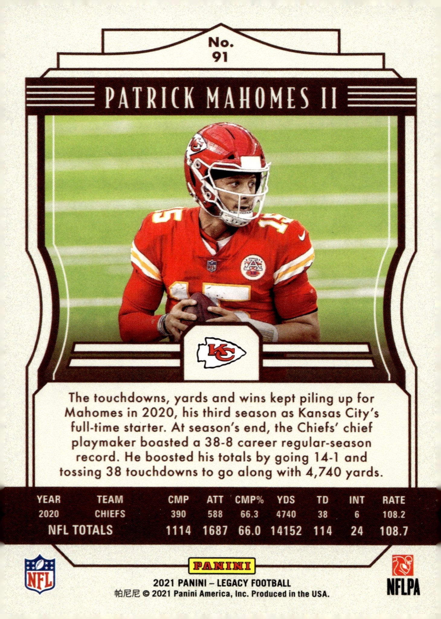 Patrick Mahomes II 2021 Panini Legacy #91 - Collector Store LLC