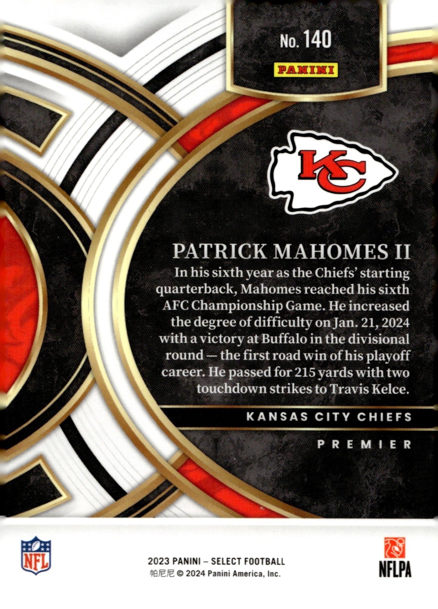 Patrick Mahomes II 2023 Panini Select #140 - Collector Store LLC