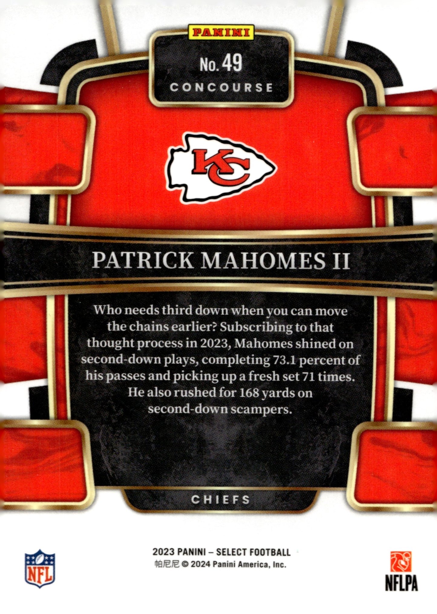 Patrick Mahomes II 2023 Panini Select #49 - Collector Store LLC