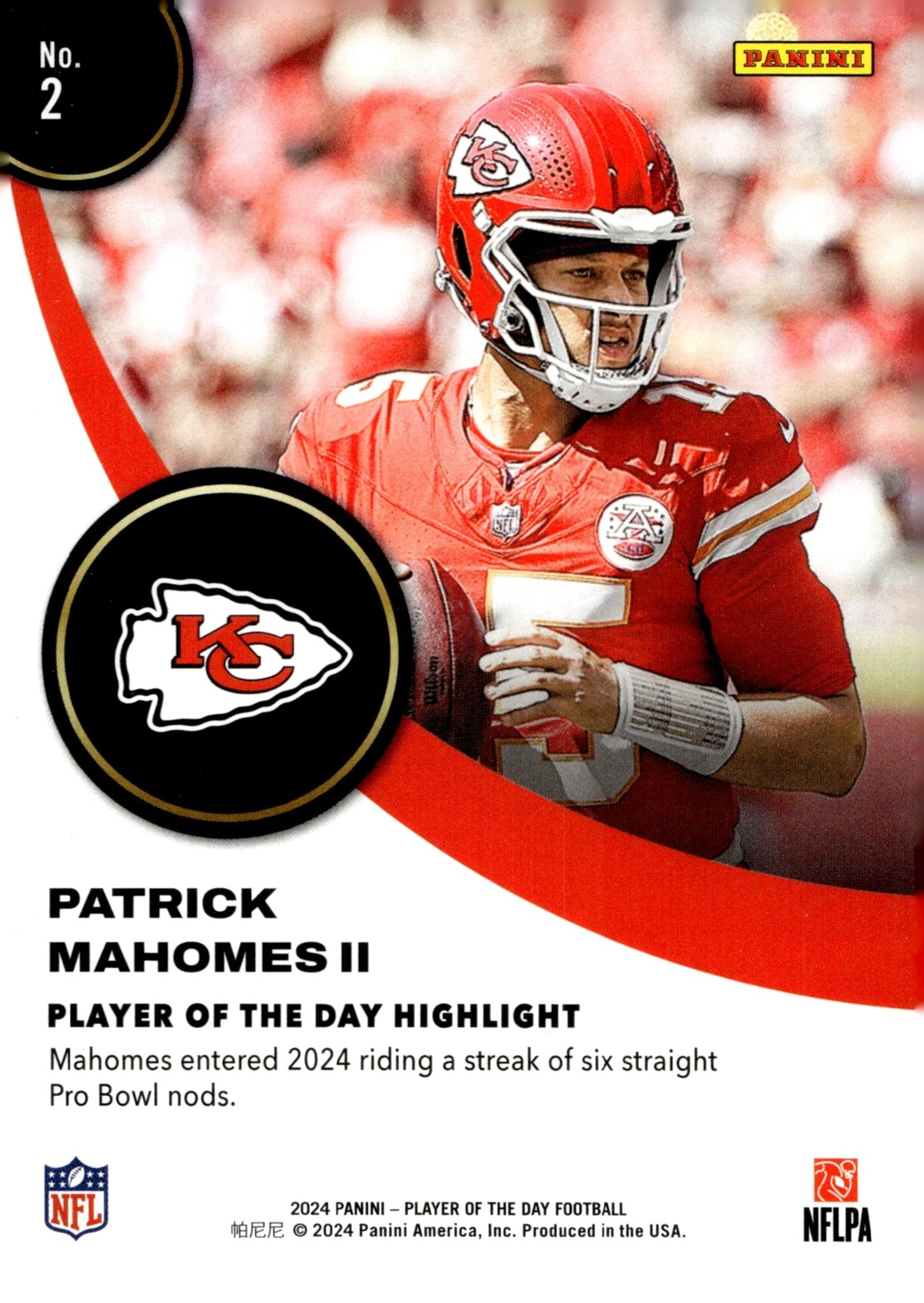 Patrick Mahomes II 2024 Panini Player of the Day #2 - Collector Store LLC