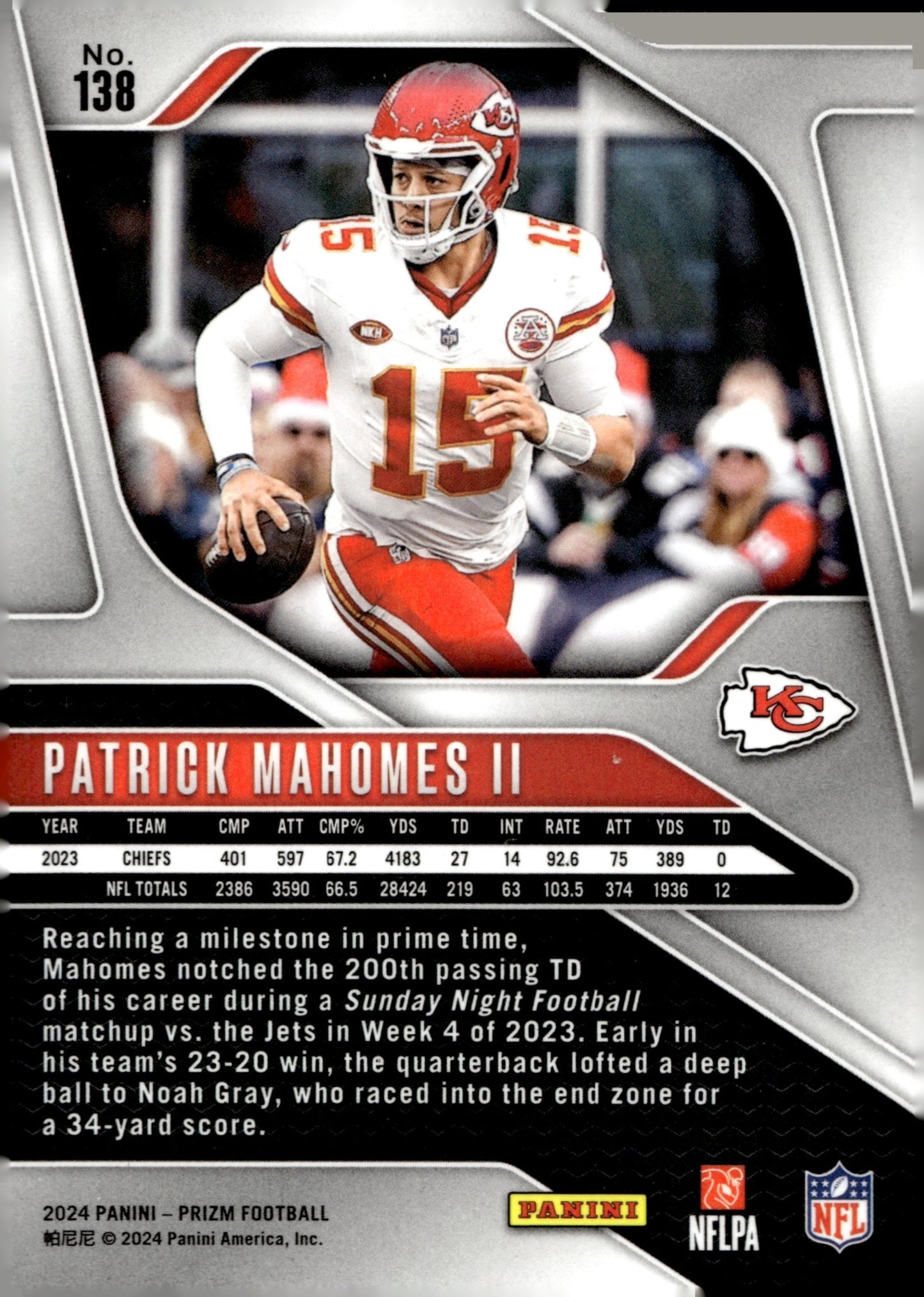Patrick Mahomes II 2024 Panini Prizm #138 - Collector Store LLC