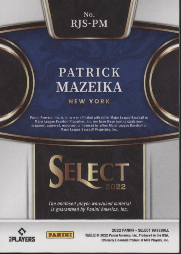 Patrick Mazeika 2022 Panini Select Swatch RC #RJS - PM - Collector Store LLC