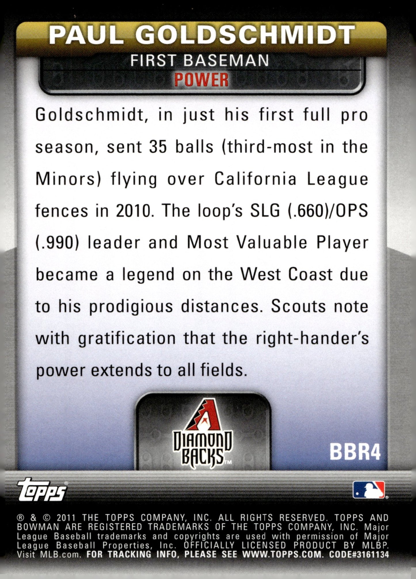 Paul Goldschmidt 2011 Bowman's Brightest #BBR4 - Collector Store LLC