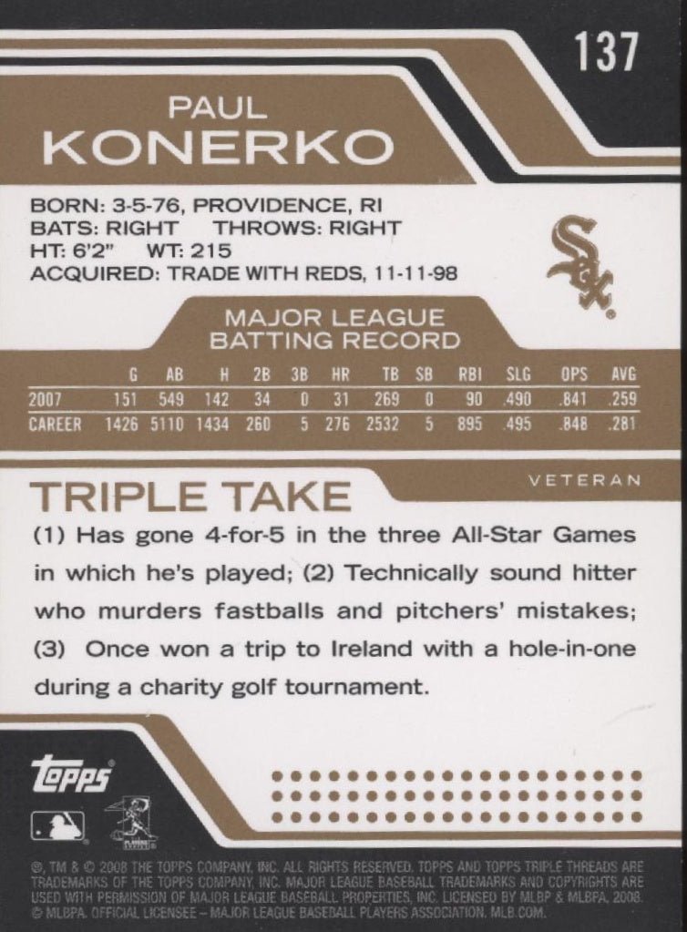 Paul Konerko 2011 Topps Triple Threads 219/525 #137 - Collector Store LLC