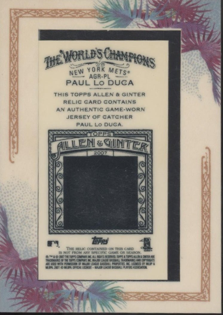 Paul Lo Duca 2007 Topps Allen & Ginter Mini Framed Swatch AGR - PL - Collector Store LLC