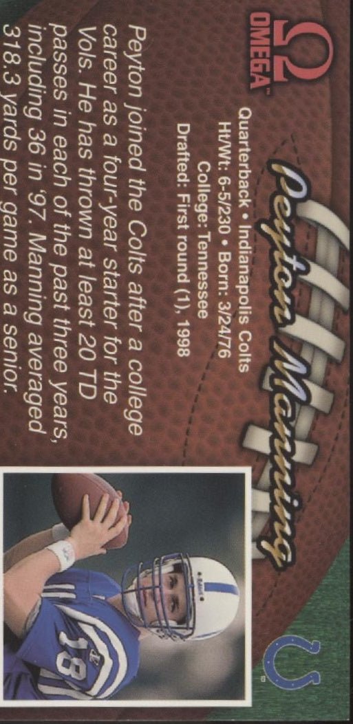 Peyton Manning 1998 Pacific Omega #101 - Collector Store LLC