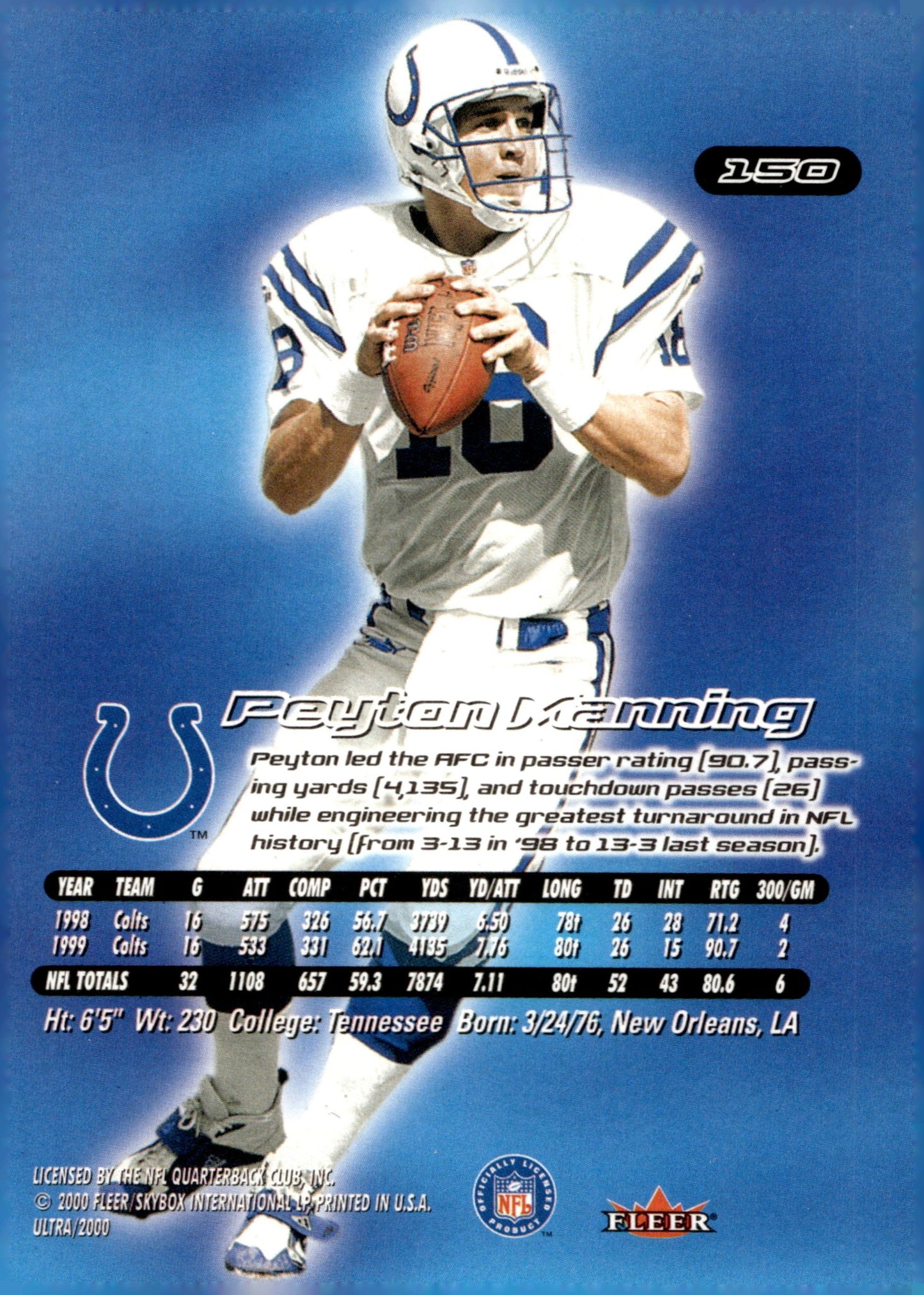 Peyton Manning 2000 Fleer Ultra #150 - Collector Store LLC
