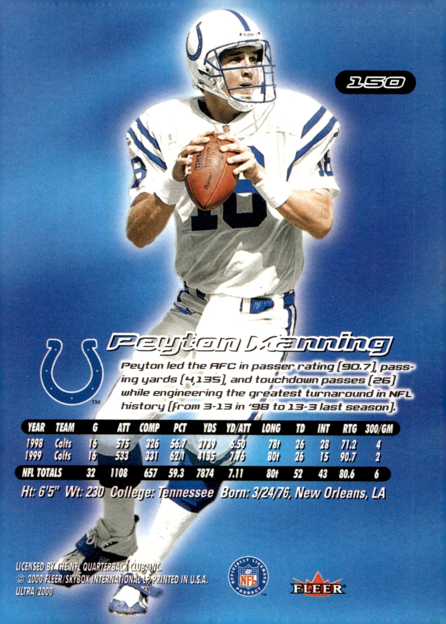 Peyton Manning 2000 Fleer Ultra #150 - Collector Store LLC