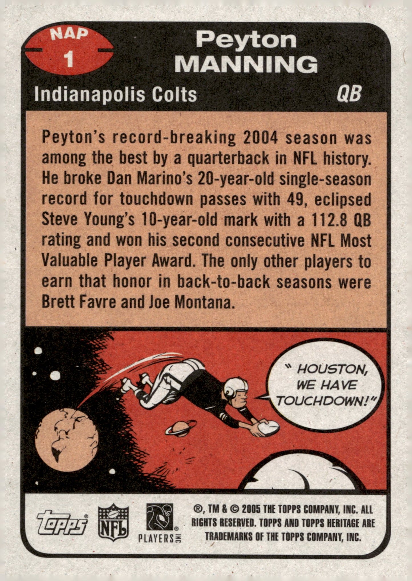 Peyton Manning 2005 Topps Heritage New Age Performers #1 - Collector Store LLC