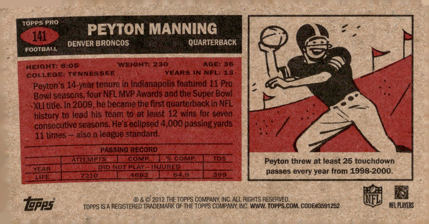 Peyton Manning 2012 Topps 1965 Mini #141 - Collector Store LLC