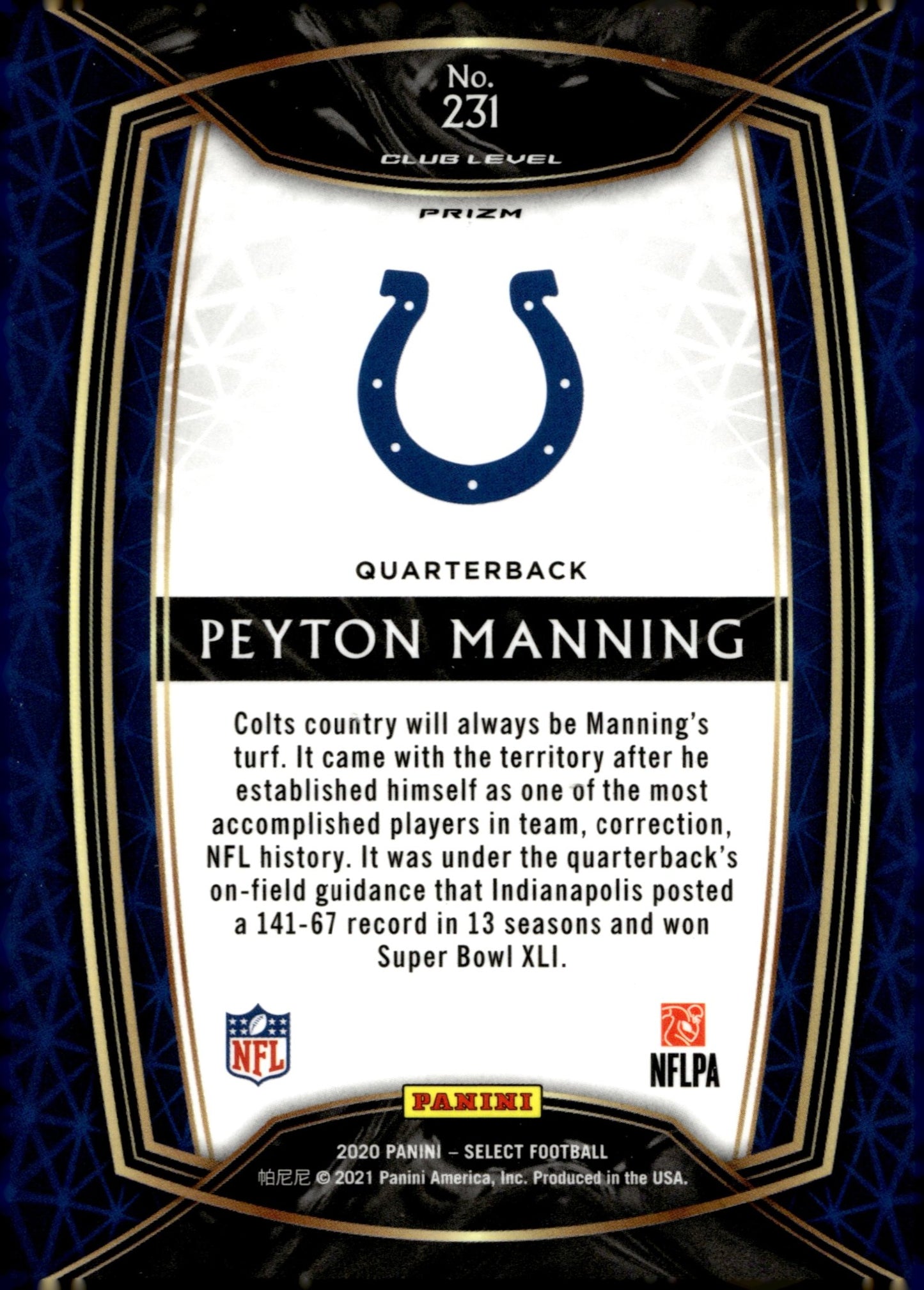 Peyton Manning 2020 Panini Select Prizm #231 - Collector Store LLC