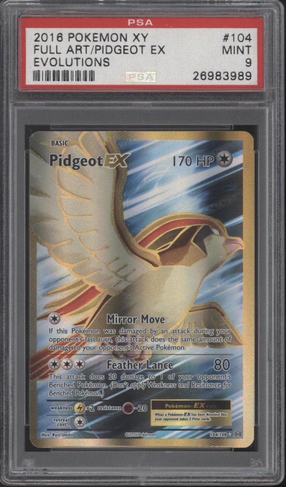 Pidgeot ex Pokemon Evolutions Full Art 104 PSA 9 - Collector Store LLC