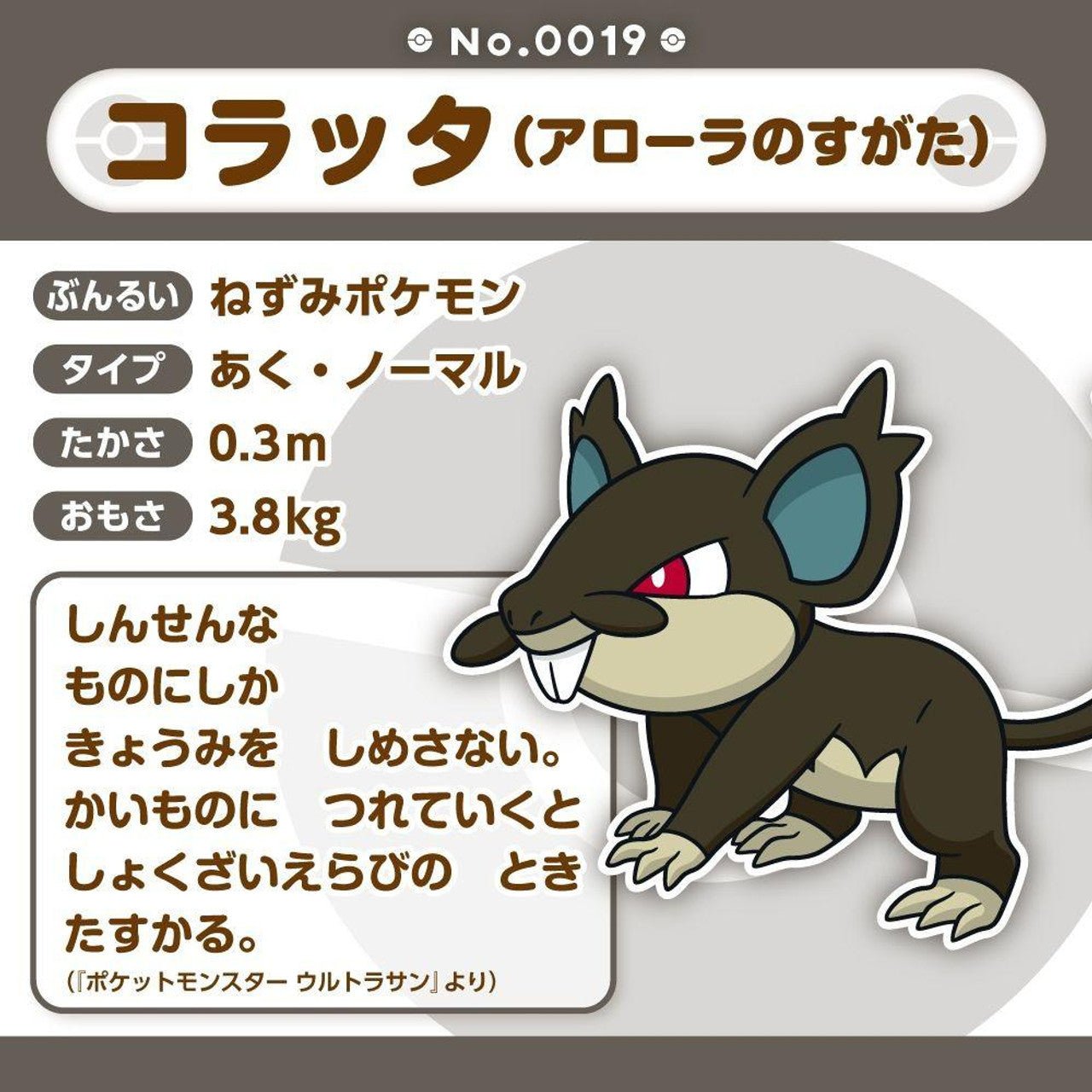 Pokemon: Pokemon Fit Alolan Rattata No.A019 Plush (Japanese Pokemon Center Exclusive) - Collector Store LLC