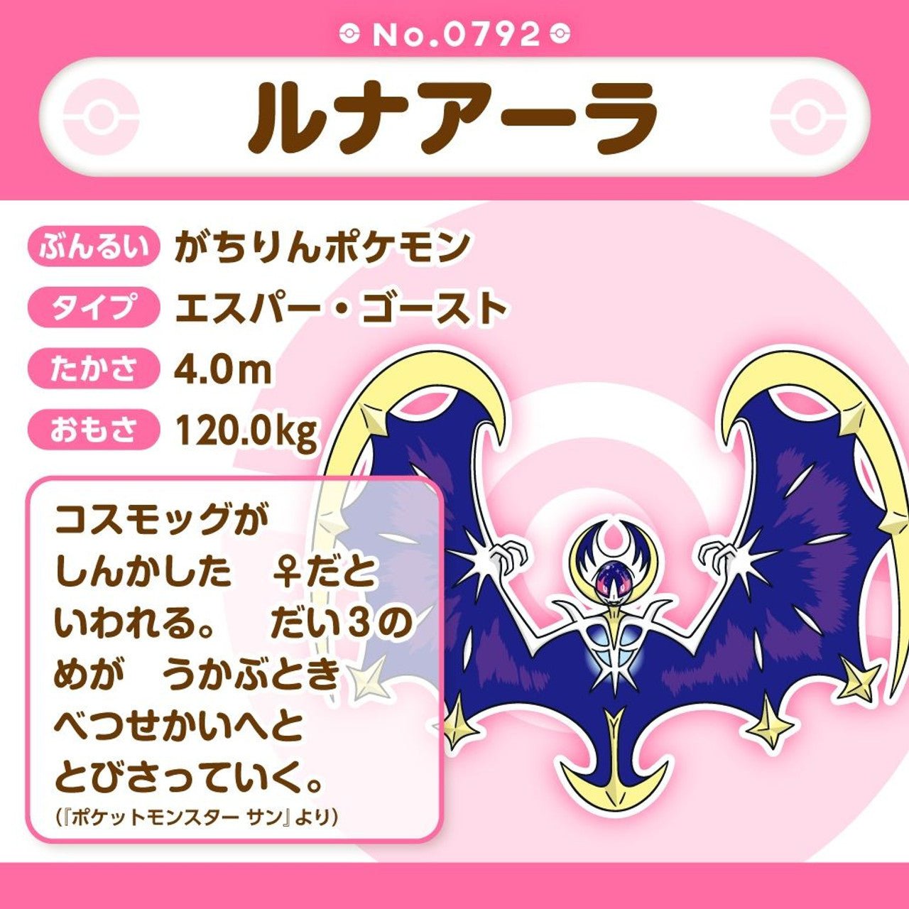 Pokemon: Pokemon Fit Lunala No.792 Plush (Japanese Pokemon Center Exclusive) - Collector Store LLC