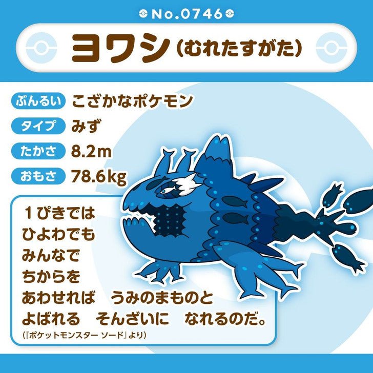 Pokemon: Pokemon Fit Wishiwashi (School Form) No.746 Plush (Japanese Pokemon Center Exclusive) - Collector Store LLC
