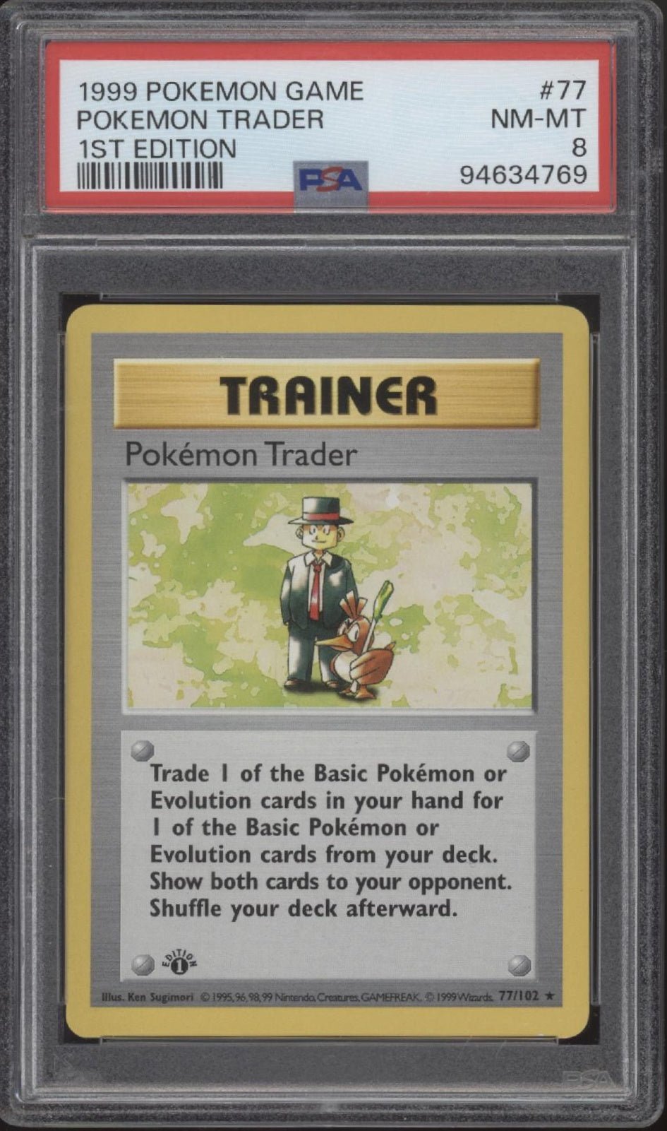 Pokemon Trader Pokemon Base Set 1st Edition #77 PSA 8 - Collector Store LLC