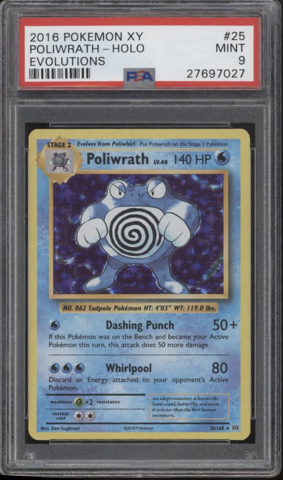 Poliwrath Pokemon Evolutions Holo 25 PSA 9 - Collector Store LLC