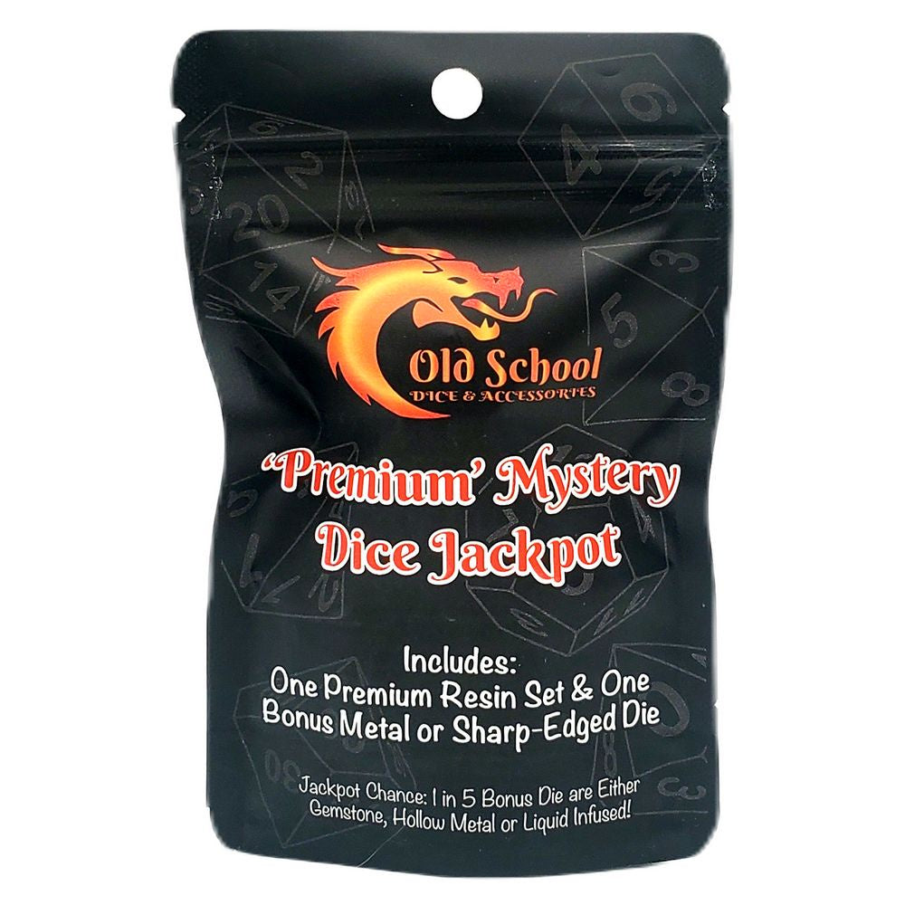Old School Dice: Mystery Dice Jackpot - Premium: 7-Piece Resin Set w/ Bonus Metal/Sharp Edge Die