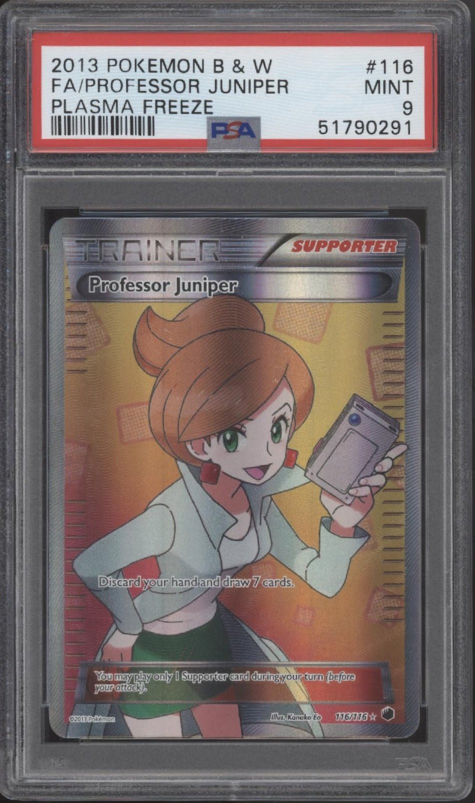 Professor Juniper Pokemon Plasma Freeze Full Art 116 PSA 9 - Collector Store LLC