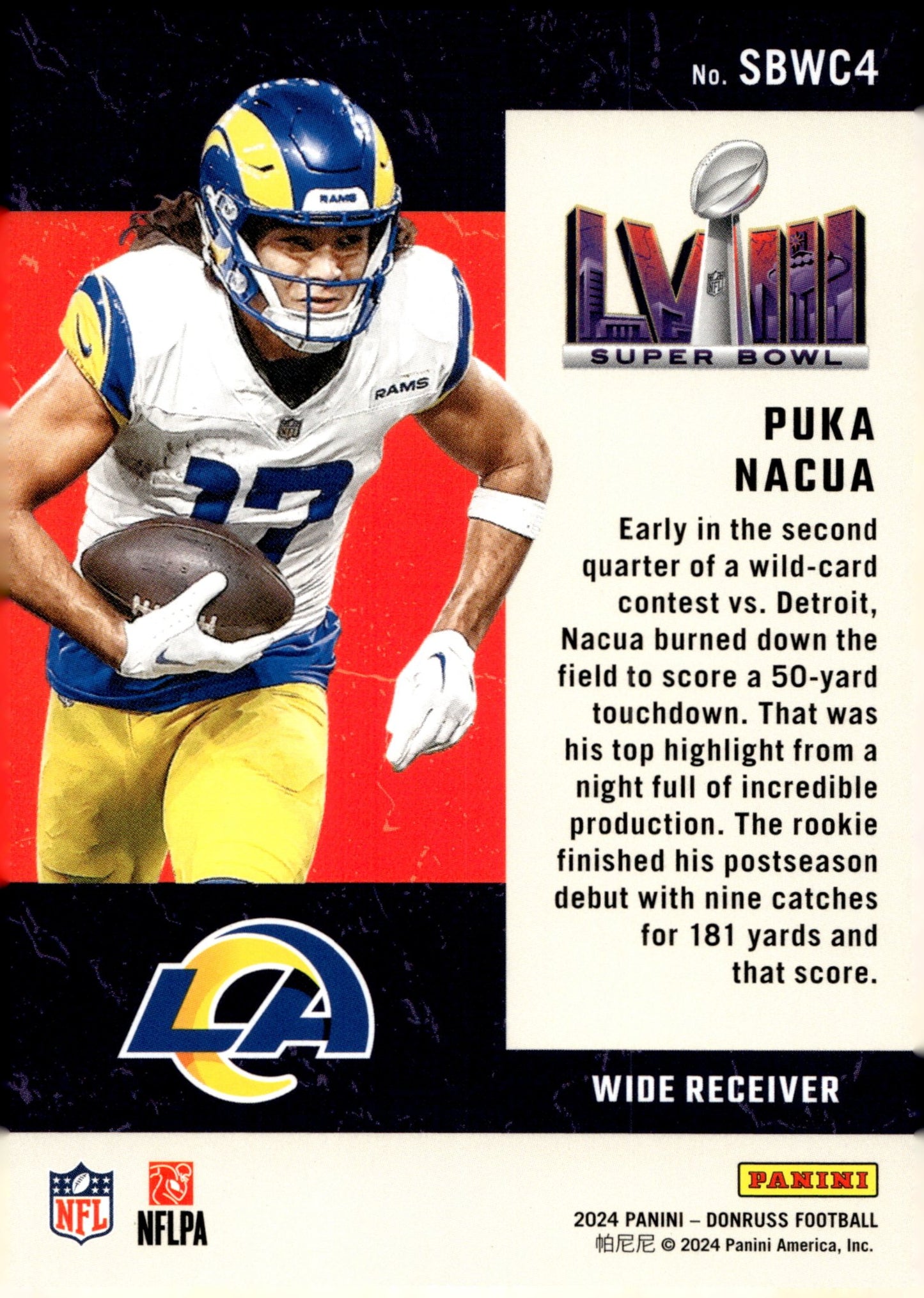 Puka Nacua 2024 Panini Donruss Toad to the Super Bowl #SBWC4 - Collector Store LLC