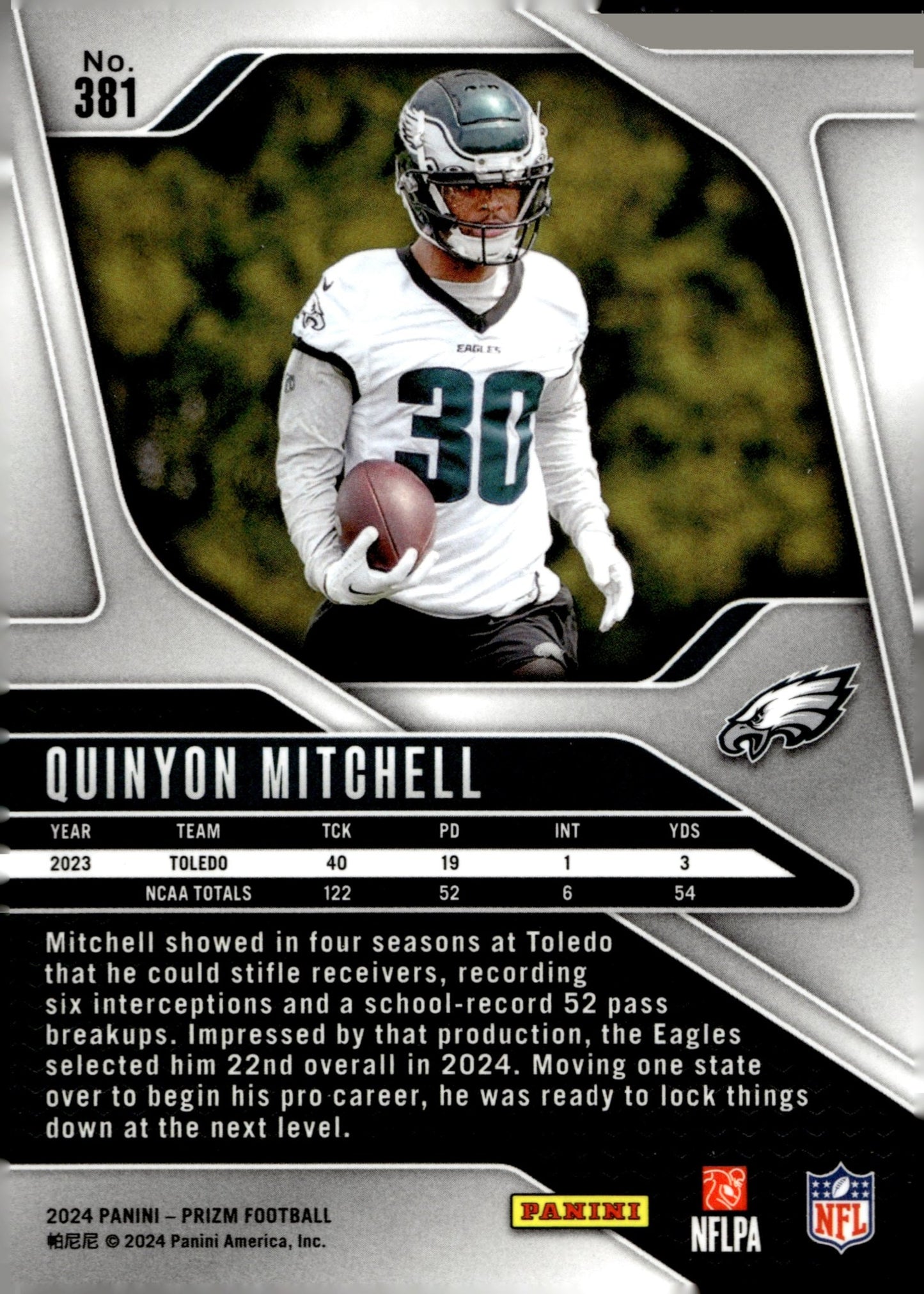 Quinyon Mitchell 2024 Panini Prizm RC #381 - Collector Store LLC