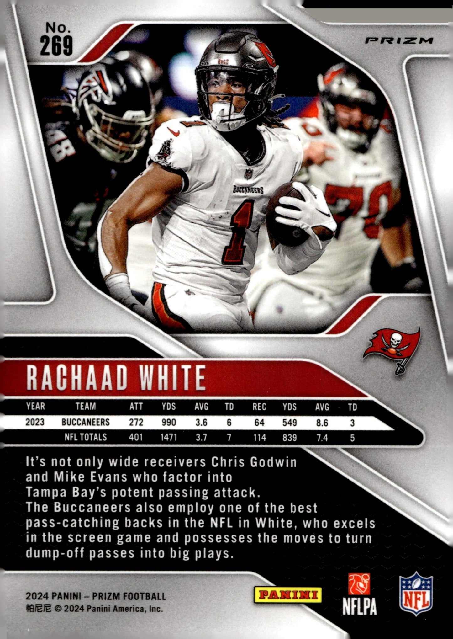Rachaad White 2024 Panini Prizm Orange Lazer Prizm #269 - Collector Store LLC