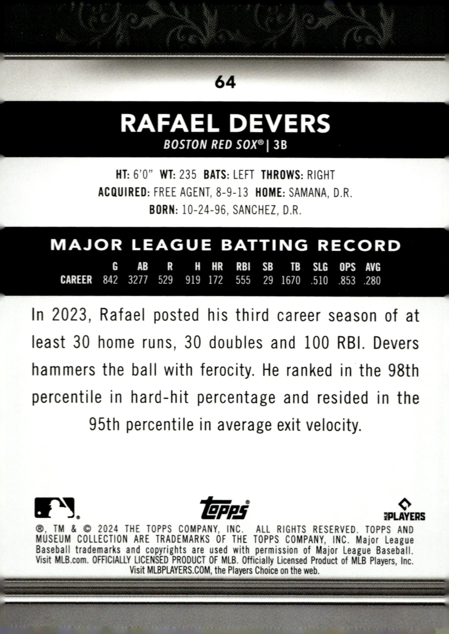 Rafael Devers 2024 Topps Museum Collection #64 - Collector Store LLC