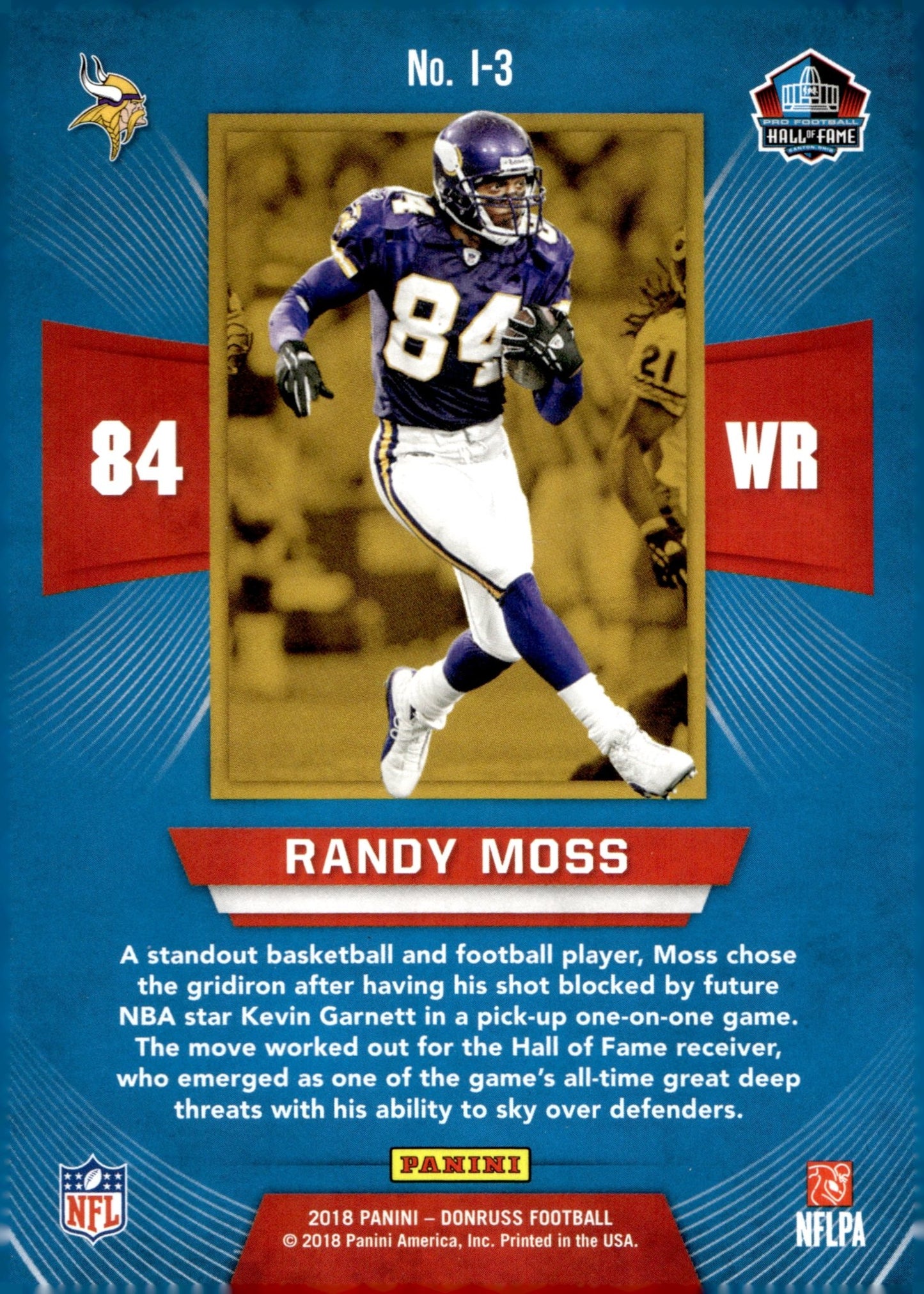 Randy Moss 2018 Panini Donruss Inducted #I - 3 - Collector Store LLC