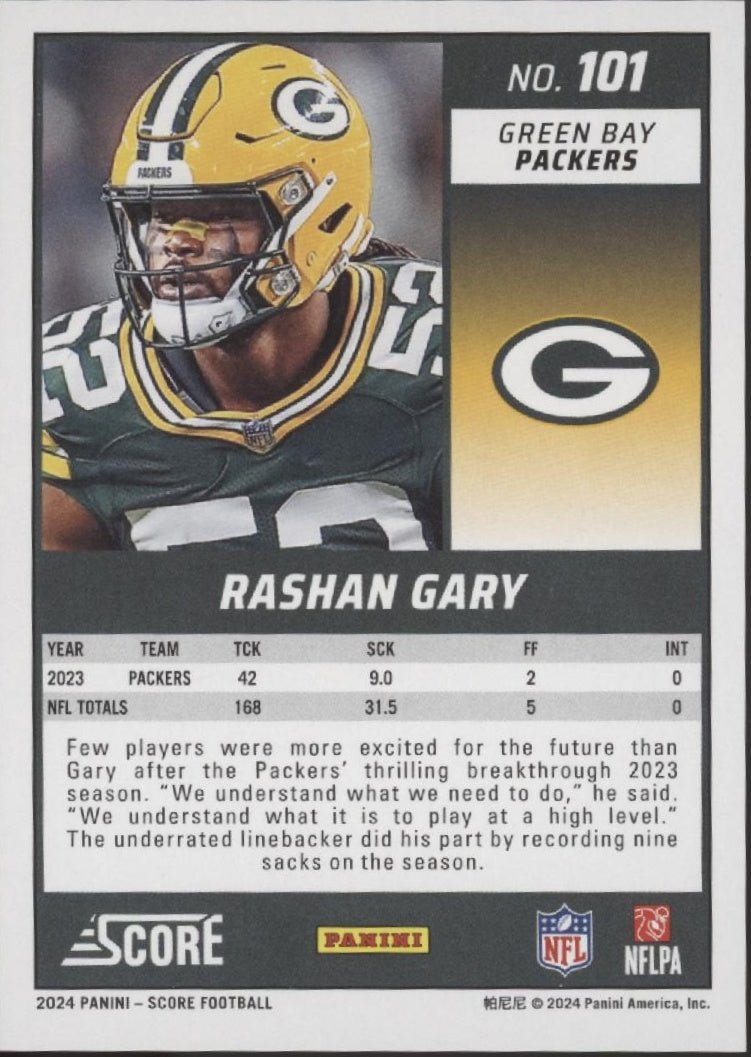 Rashan Gary 2024 Panini Score Electric Foil 43/99 #101 - Collector Store LLC