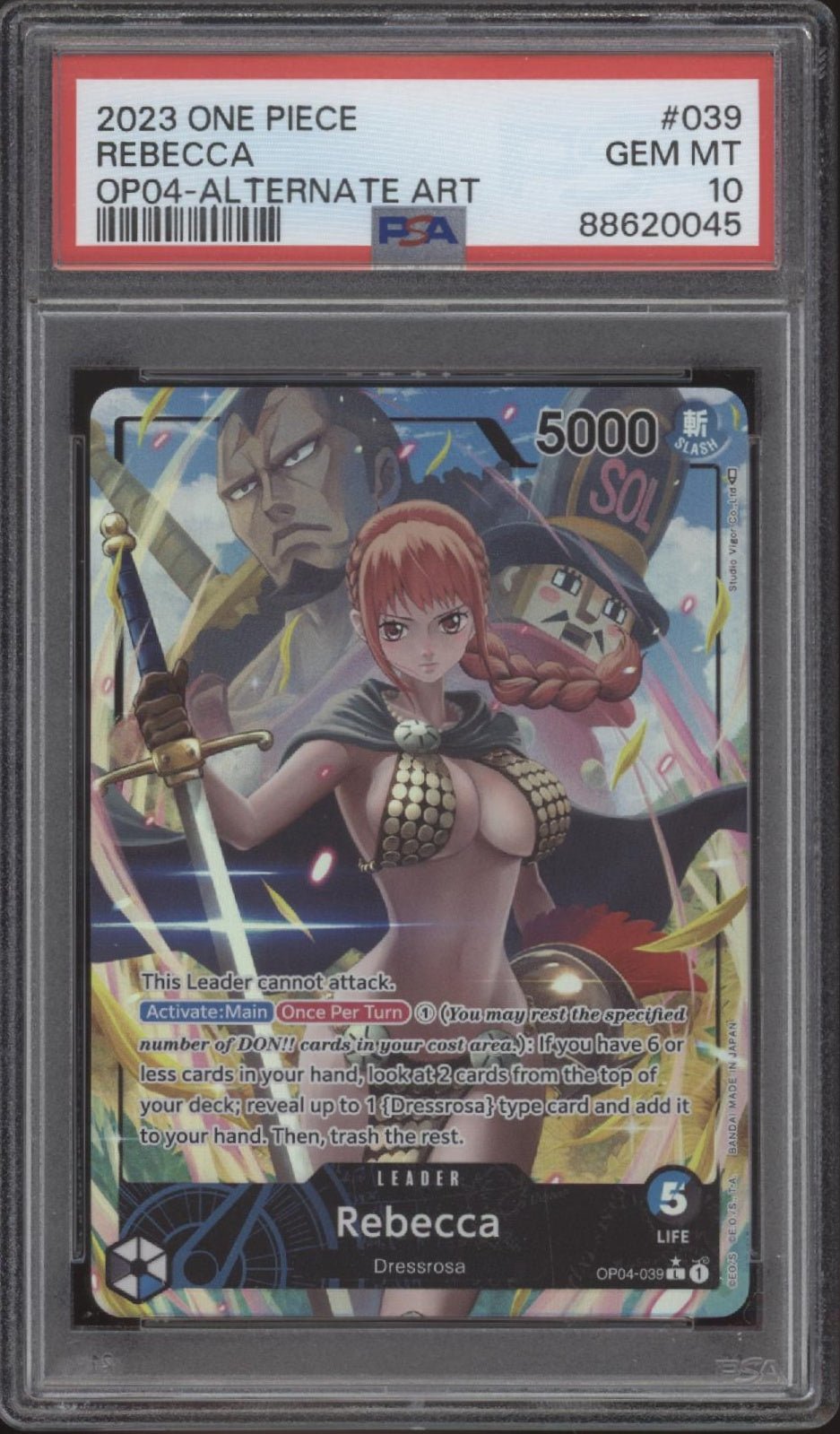 Rebecca One Piece Card Game Kingdoms of Intrigue Alternate Art #039 PSA 10 - Collector Store LLC