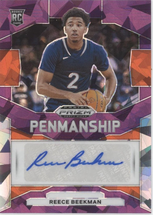 Reece Beekman 2024 Panini PRizm Draft Picks Penmanship Purple Ice RC Auto 93/99 - Collector Store LLC