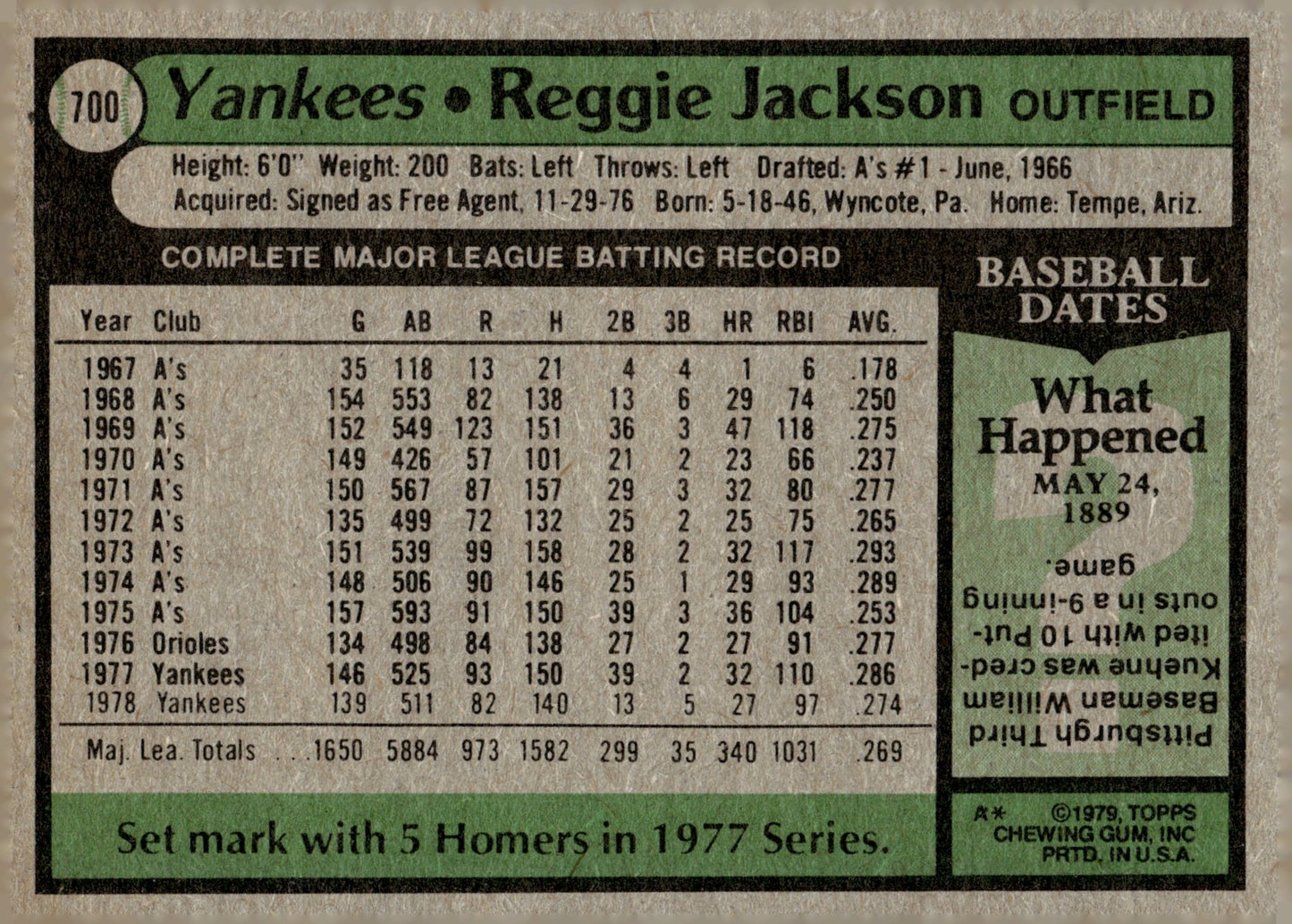 Reggie Jackson 1979 Topps #700 New York Yankees EX #5 - Collector Store LLC