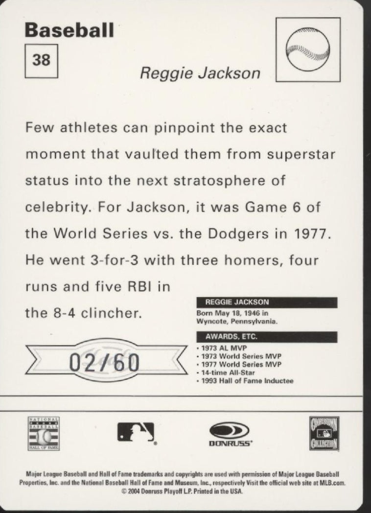 Reggie Jackson 2004 Donruss Sportscasters 02/60 38 - Collector Store LLC