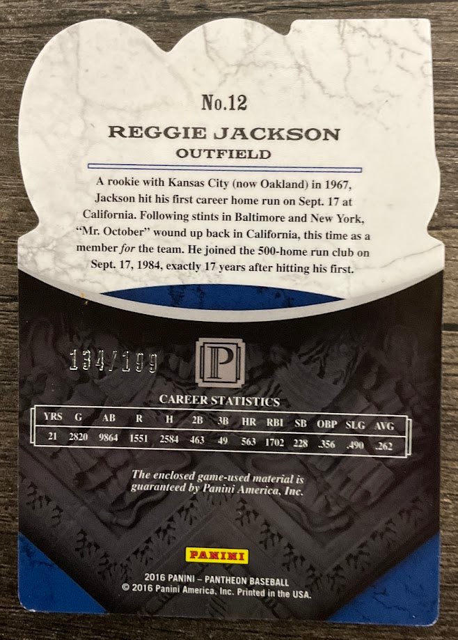 Reggie Jackson 2016 Panini Pantheon 500 Home Run Club 134/199 #12 - Collector Store LLC