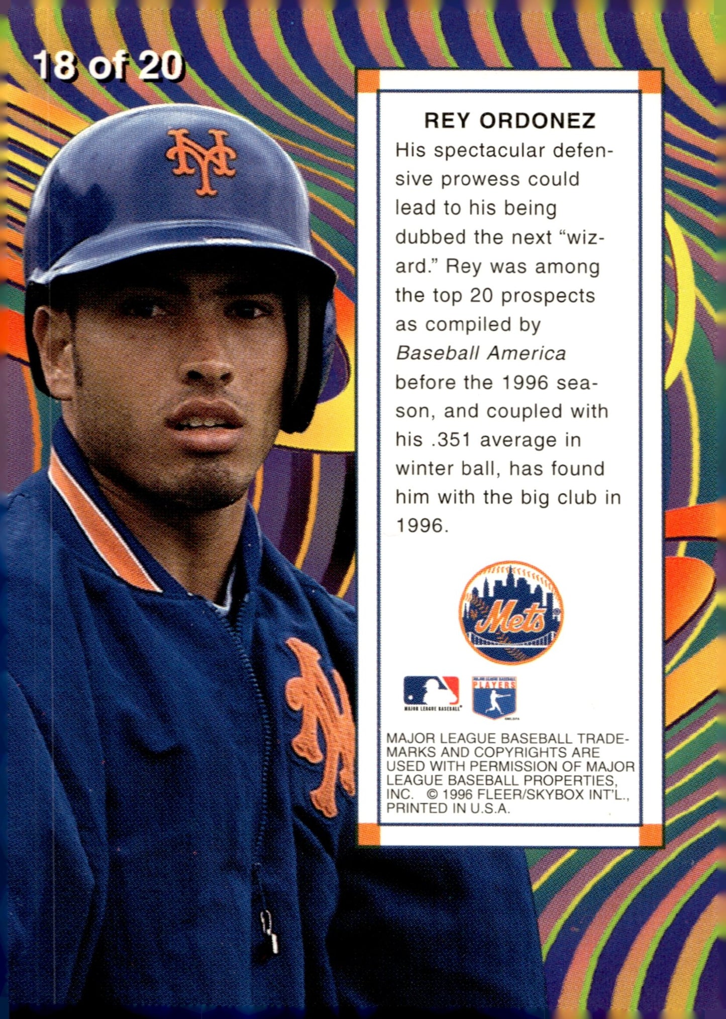 Rey Ordonez 1996 Fleer Flair Wave of the Future #18 - Collector Store LLC